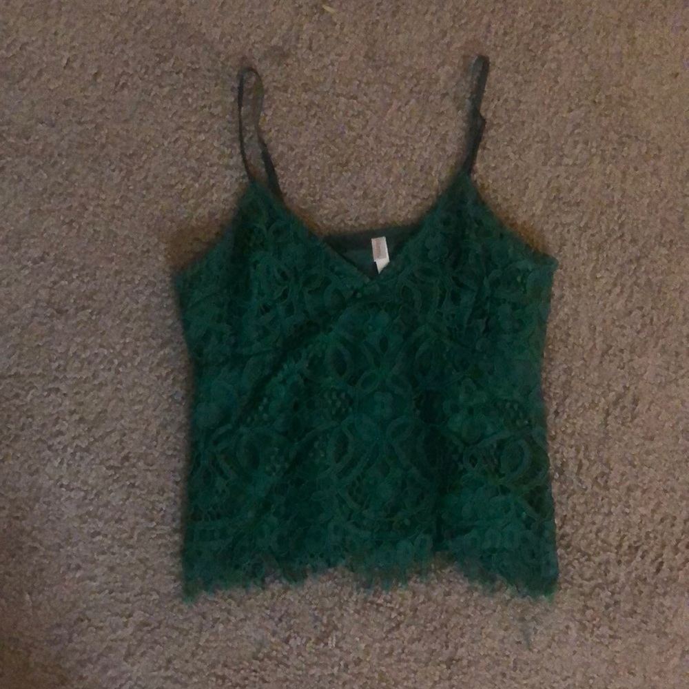 Green Lacey tank top